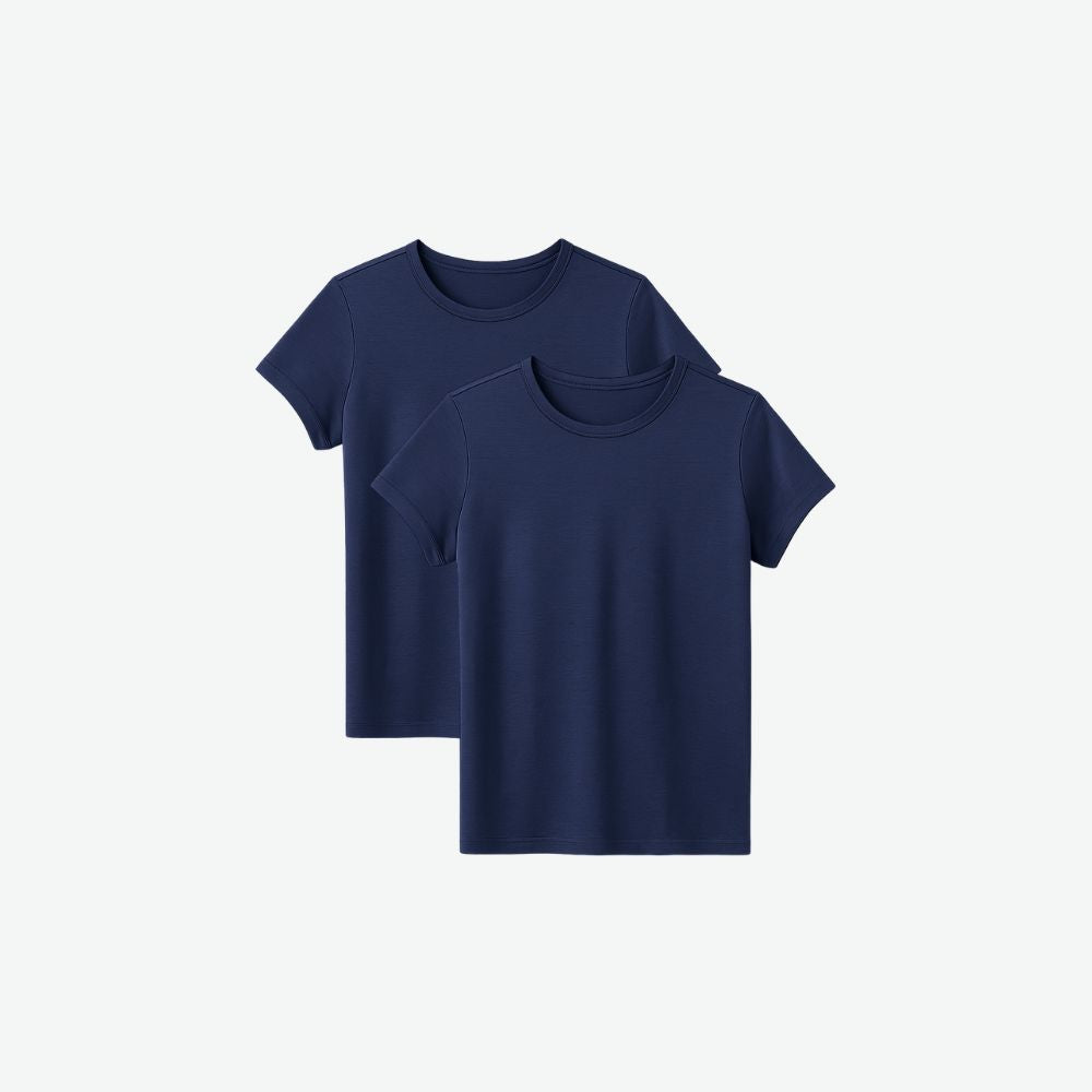 2-pack tech t-shirts in navy blue – breathable minimalist shirts for gym, lifestyle and everyday wear