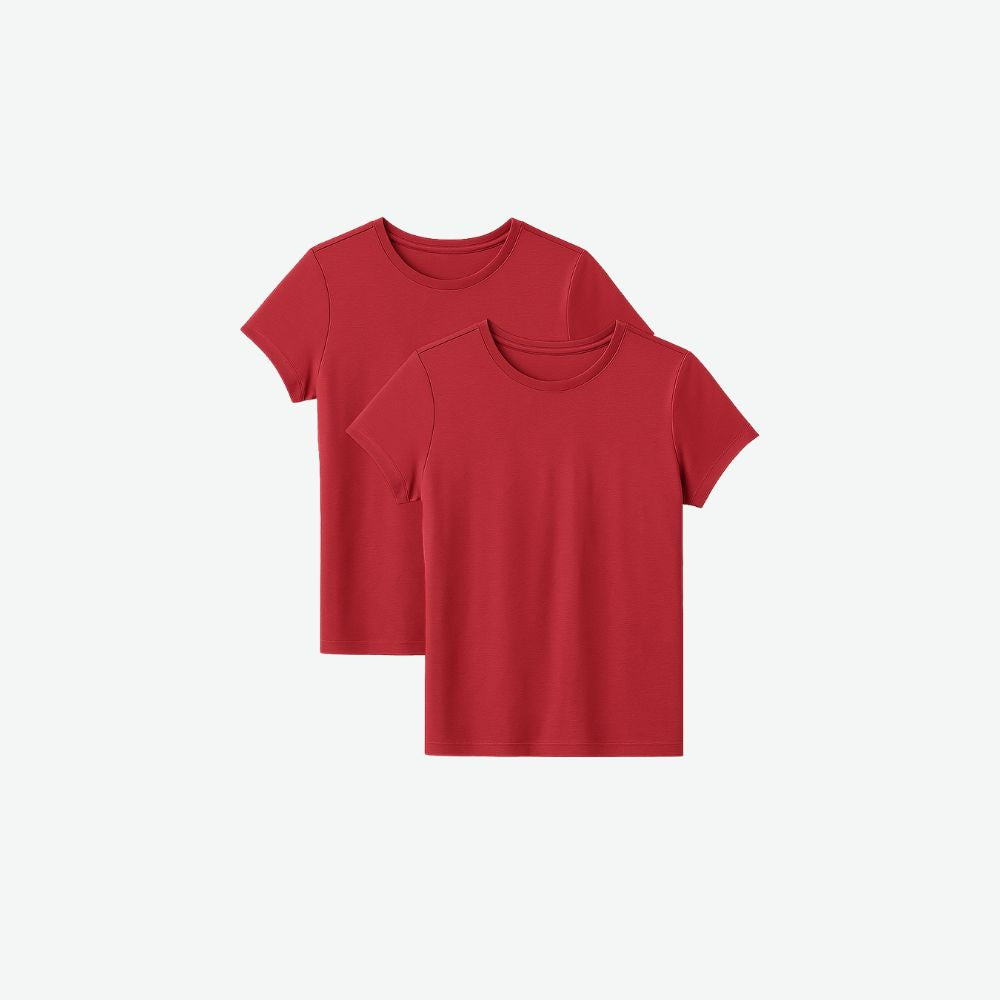 2-pack tech t-shirts in red – breathable minimalist performance shirts for gym, streetwear and everyday use